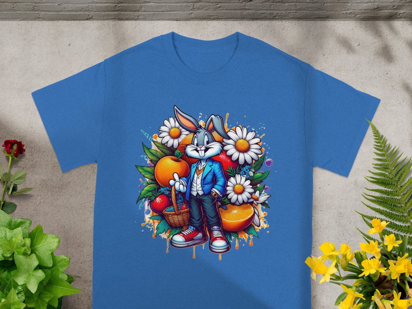 Bugs Bunny with Fruits and Flowers Graphic T-Shirt