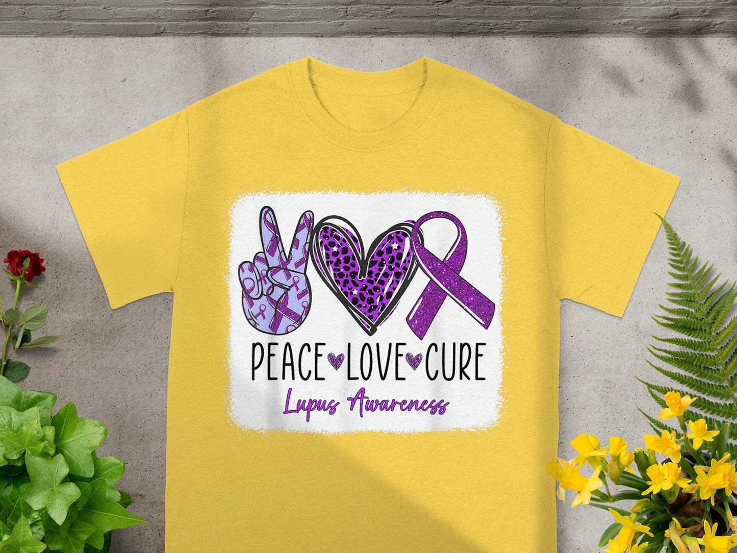 Peace Love Cure Lupus Awareness Yellow T-Shirt