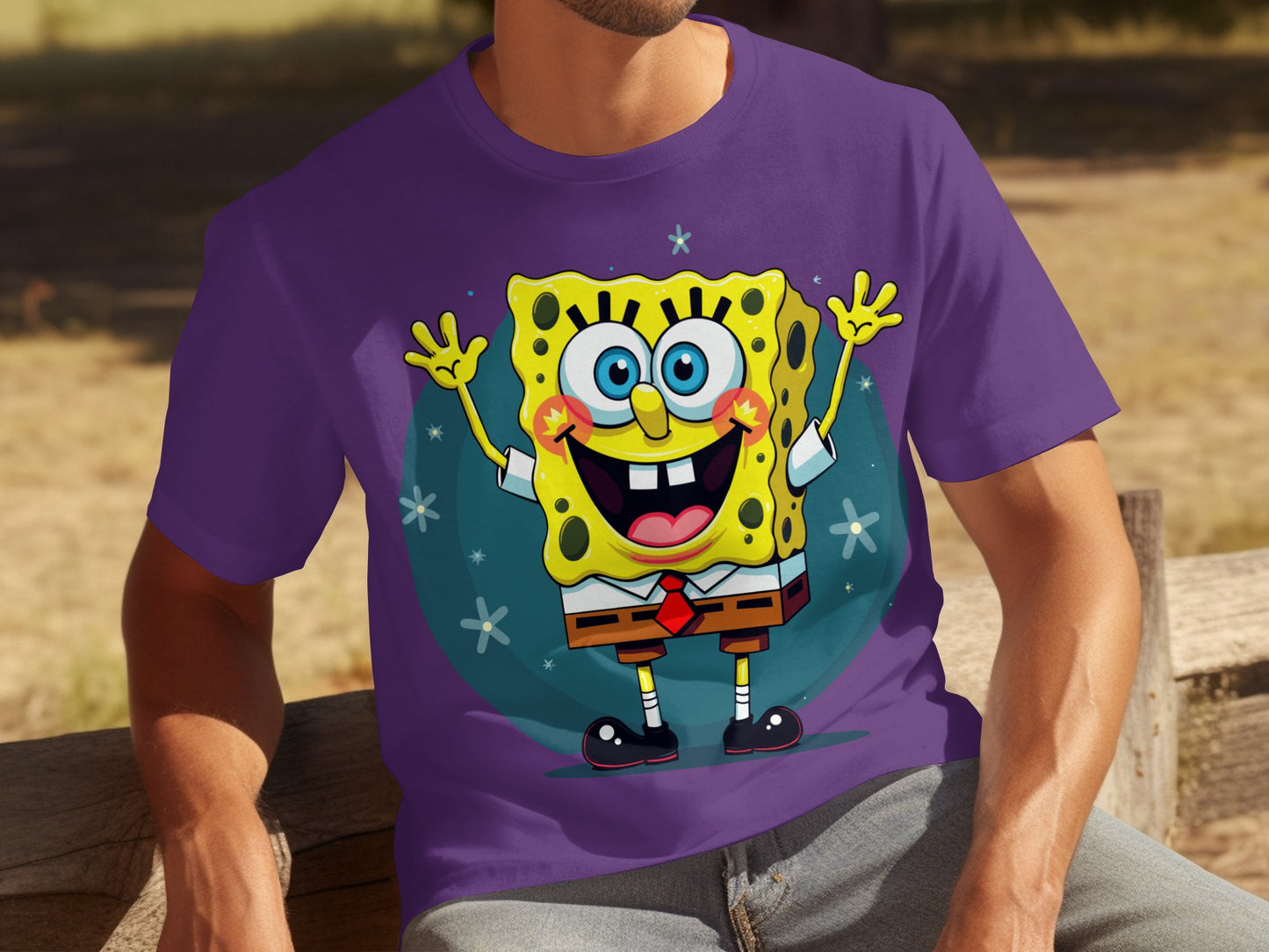 Cheerful SpongeBob Graphic Design T-Shirt