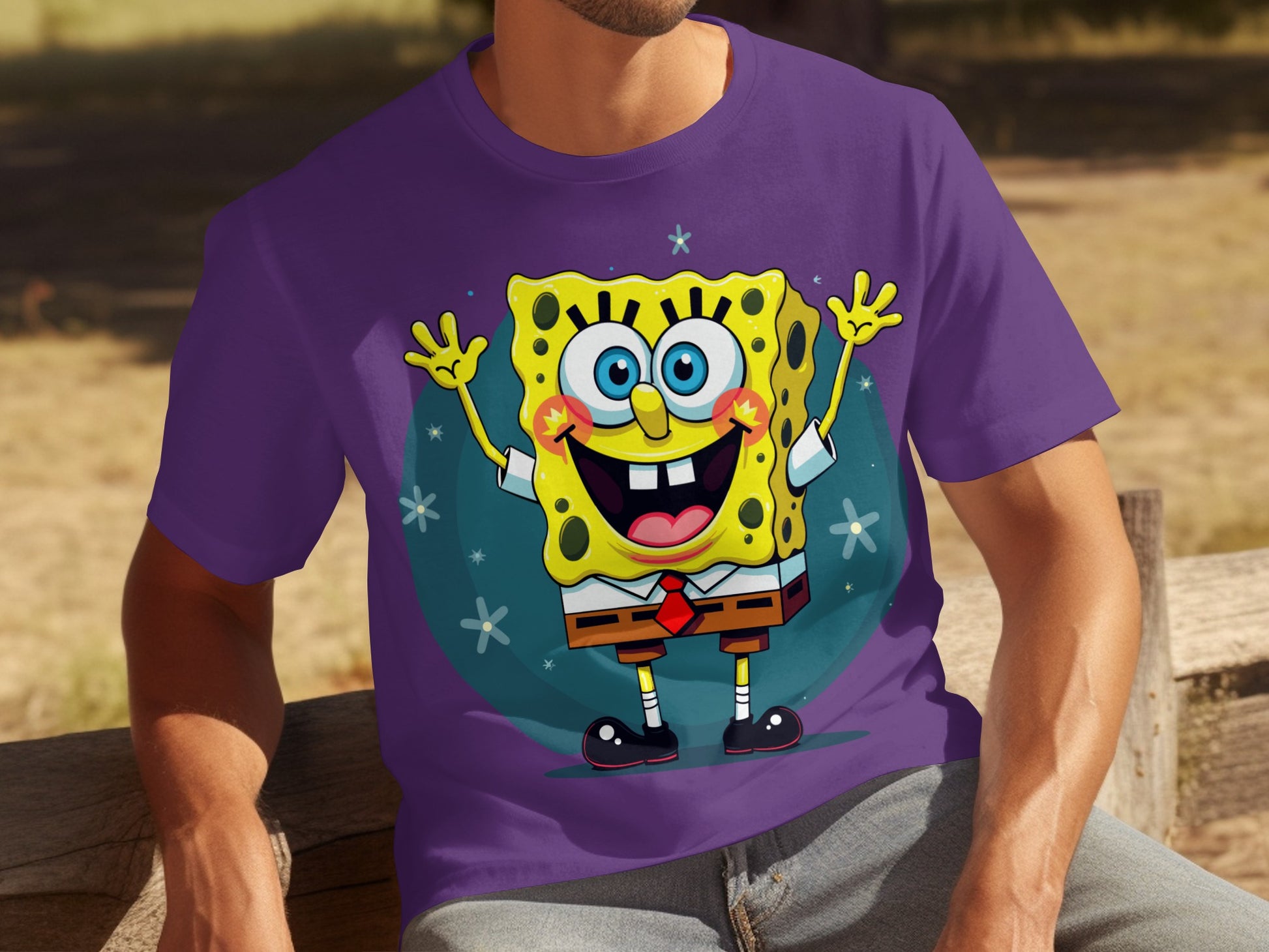 Cheerful SpongeBob Graphic Design T-Shirt