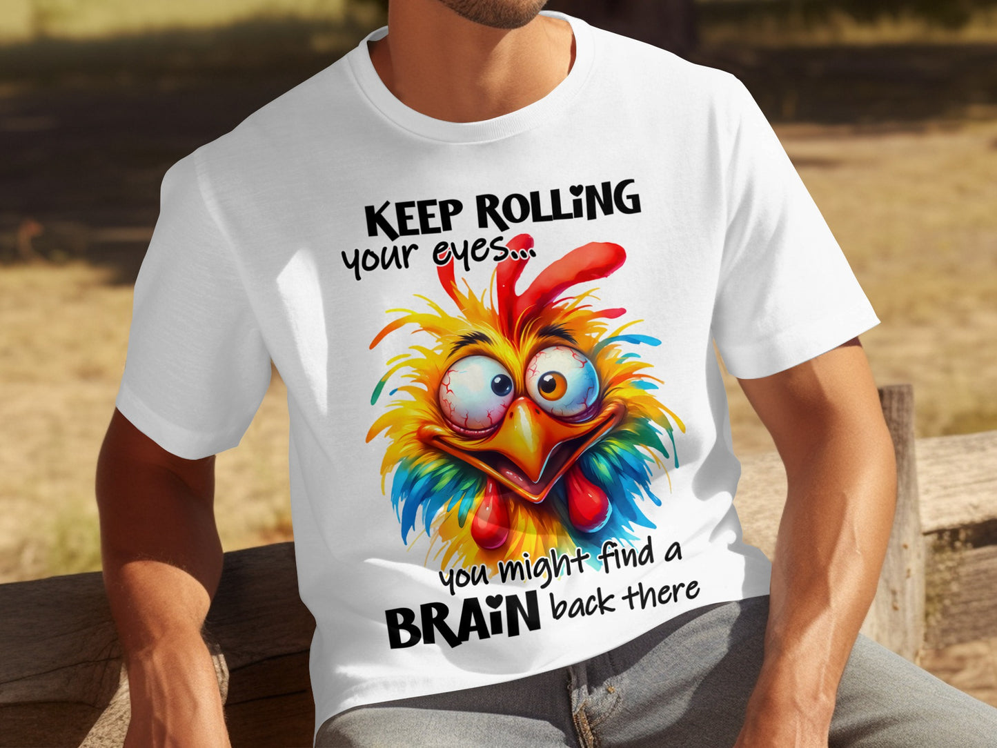 Keep Rolling Your Eyes Funny Cartoon Chicken T-Shirt