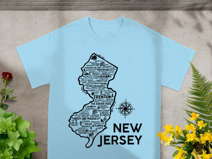 New Jersey State Map Design Short Sleeve T-Shirt