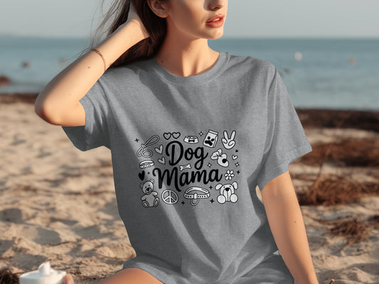 Dog Mama Graphic Tee Casual T-shirt for Dog Lovers