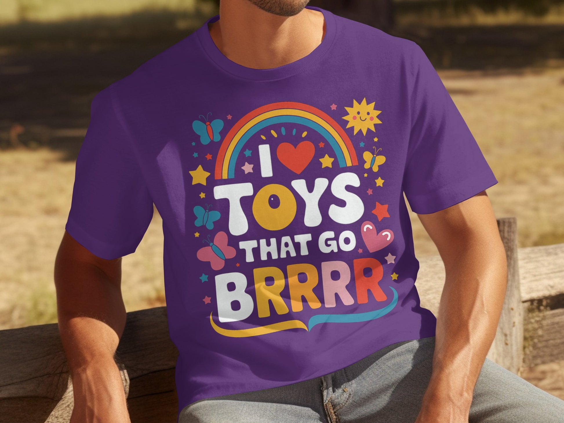 I Love Toys That Go Brrrr Colorful Graphic T-shirt