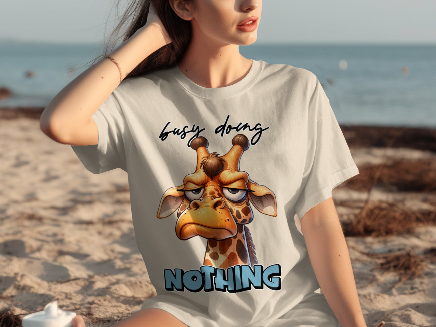 Busy Doing Nothing Giraffe Graphic T-shirt