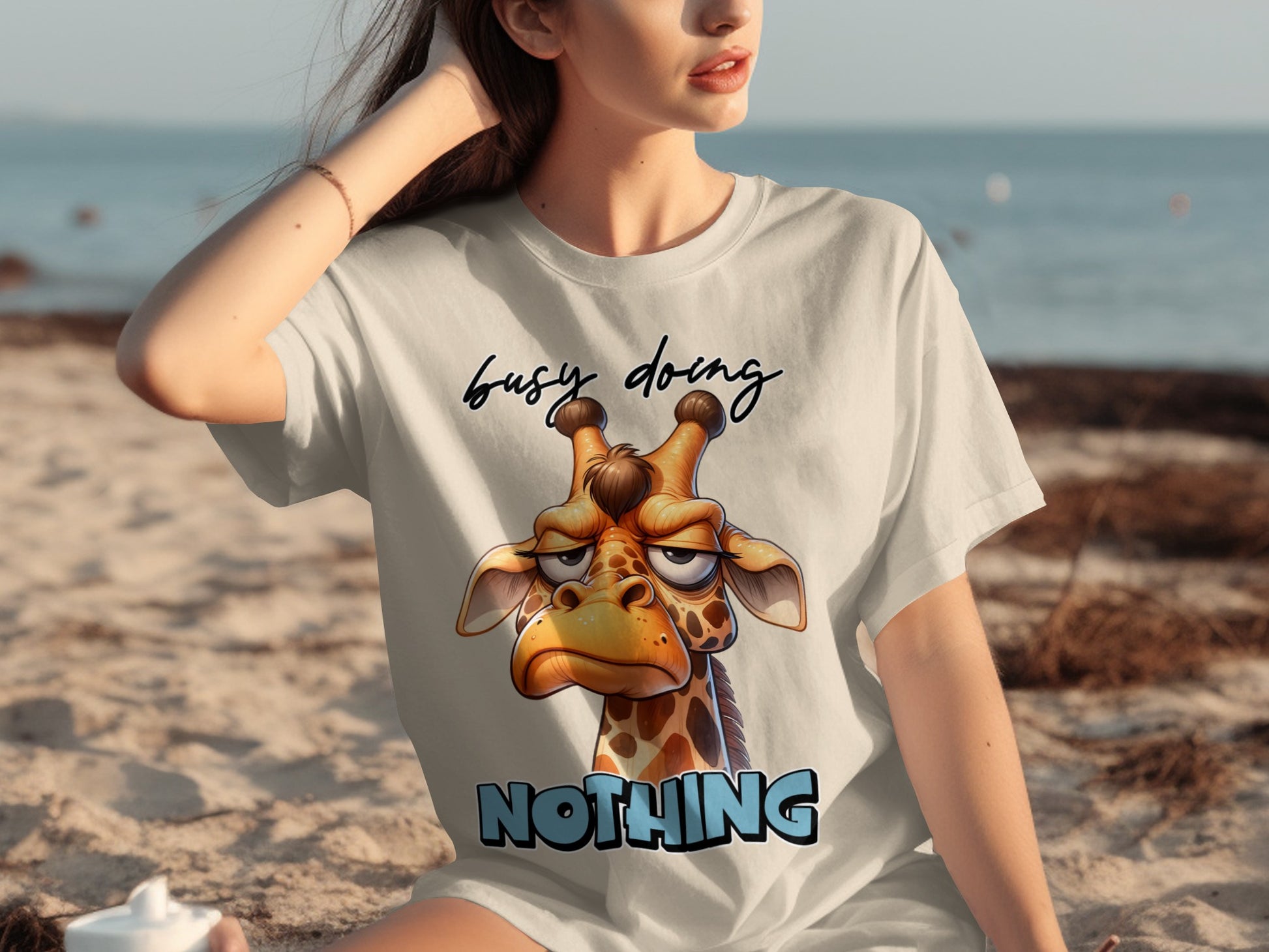 Busy Doing Nothing Giraffe Graphic T-shirt