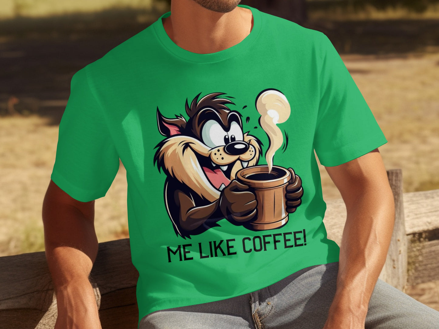 Funny Cartoon Character Coffee Lover T-Shirt Print