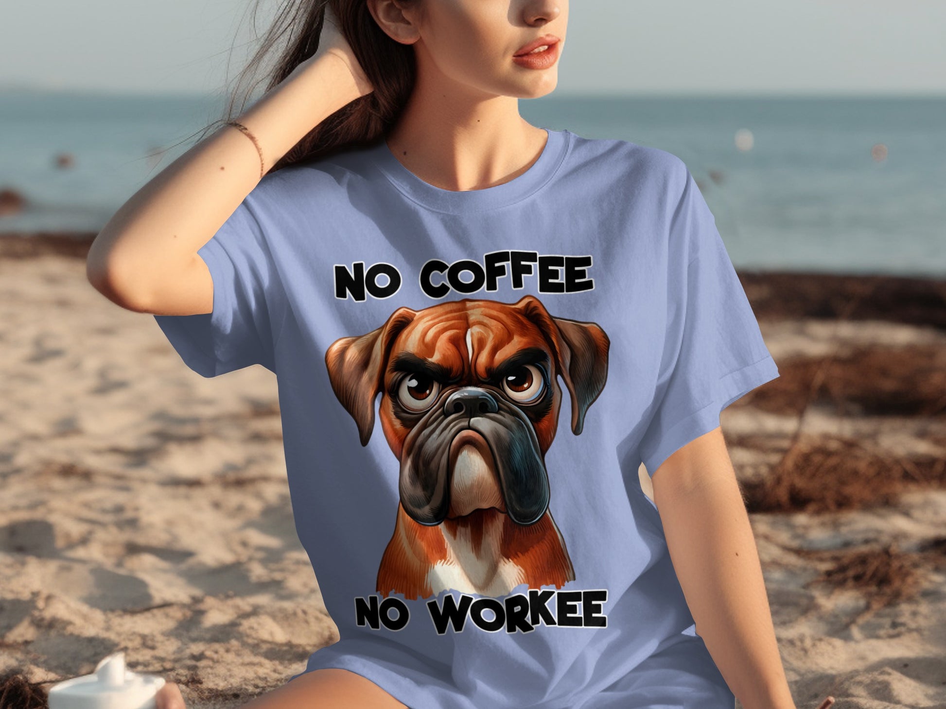 No Coffee No Workee Bulldog Design T-Shirt