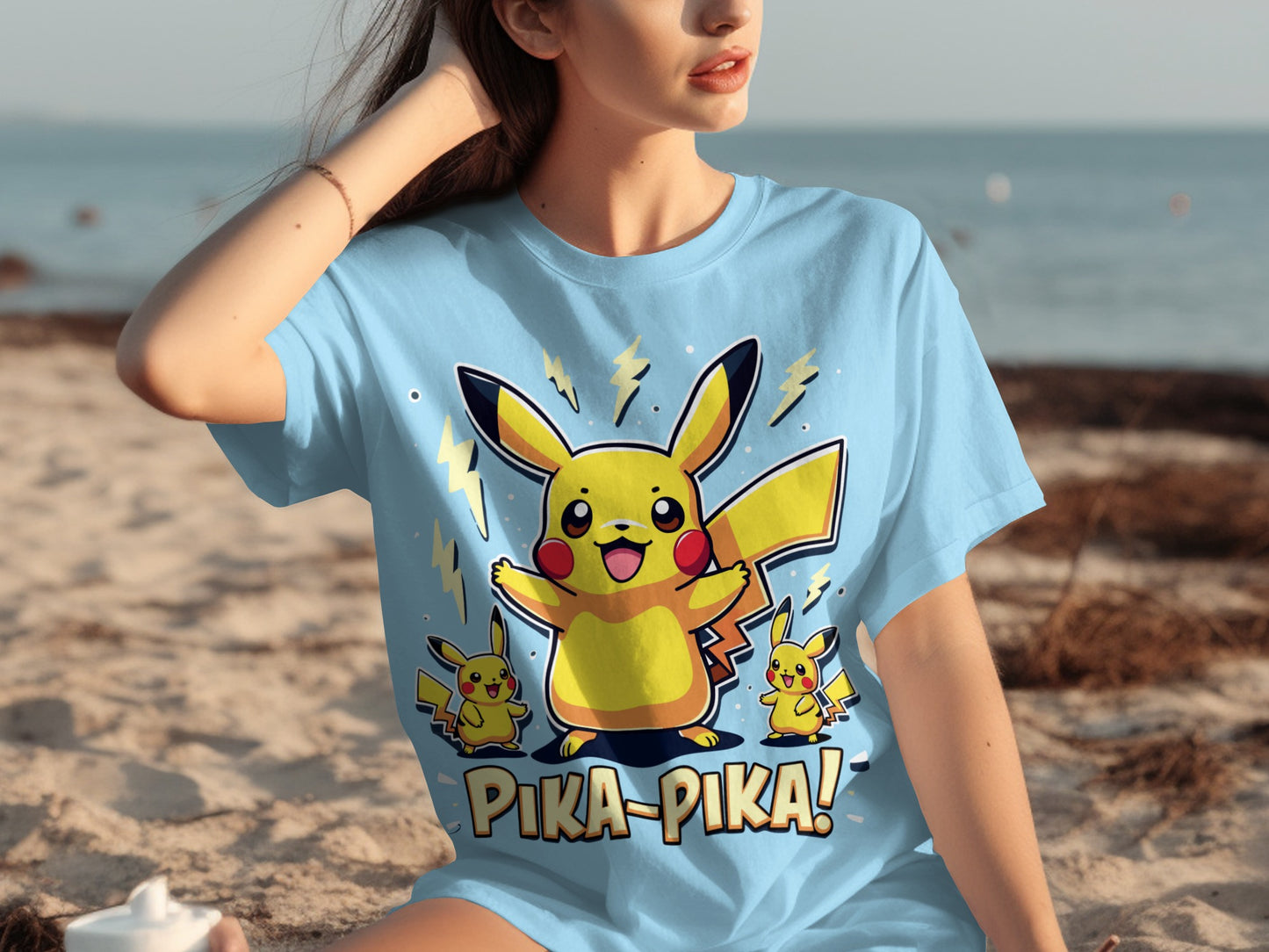 Pikachu Pika Pika Design Graphic T-Shirt for Fans