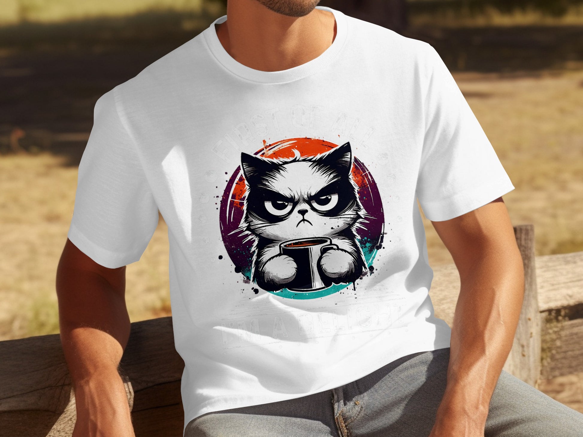 Grumpy Cat Holding Coffee Cup Graphic T-shirt product