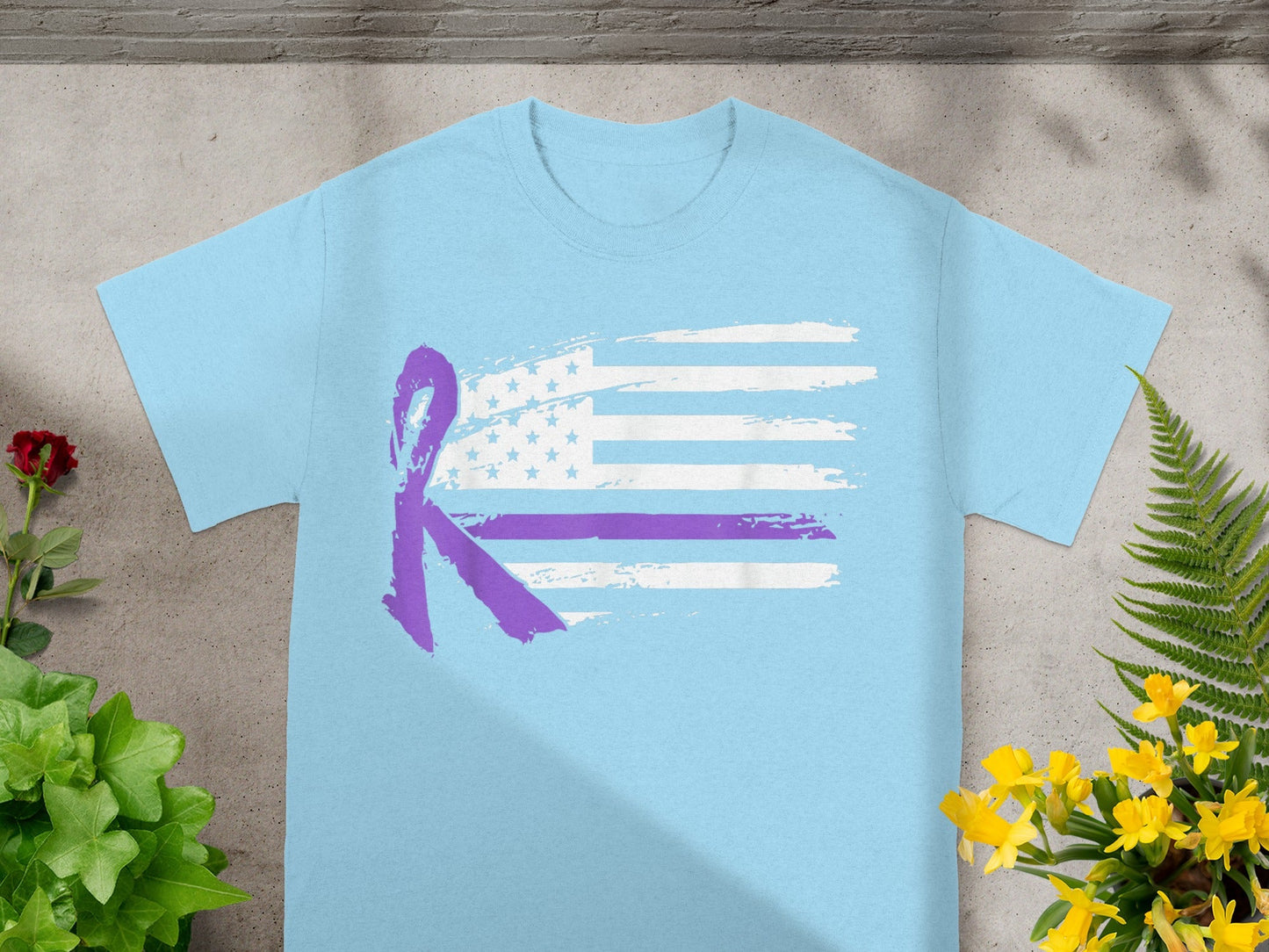 Patriotic Flag and Ribbon Design on a Custom T-Shirt
