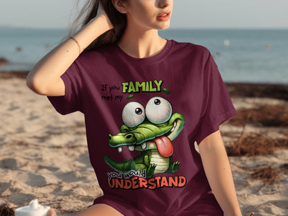 Funny Crocodile Family Meeting Humorous Graphic Tee