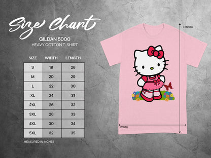 Gildan 5000 Hello Kitty Pink Size Chart T-SHIRT
