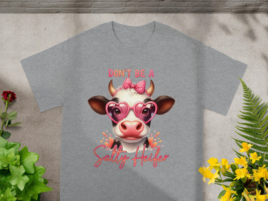 Don't Be A Salty Heifer Cute Cow Graphic T-Shirt