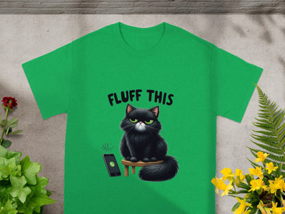 Fluff This Black Cat with Phone Graphic T-shirt