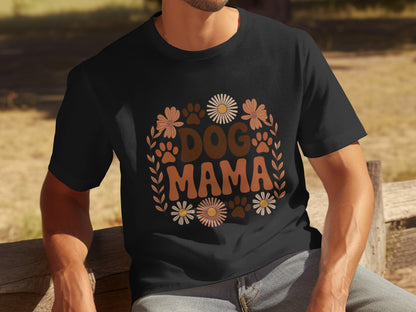 Dog Mama Floral and Paw Print Design Shirt
