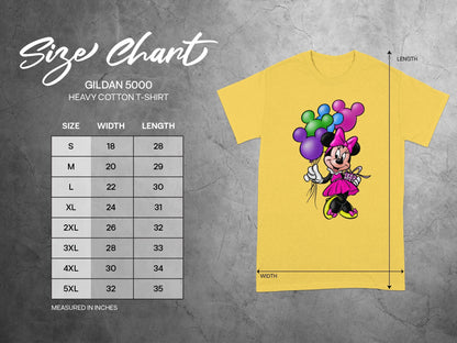 Minnie Mouse GILDAN 5000 T-SHIRT Size Chart product type