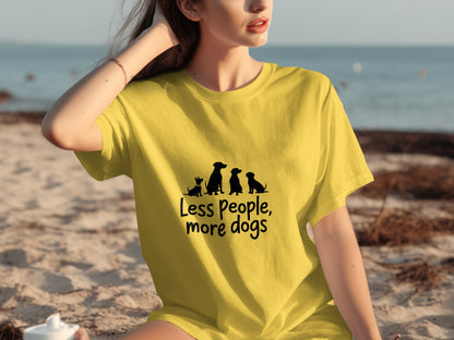 Less People More Dogs Cute Graphic Design Shirt