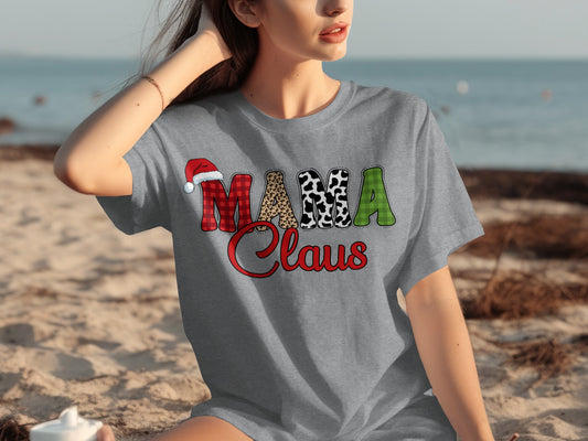 Mama Claus Christmas Graphic Tee for Holiday Season