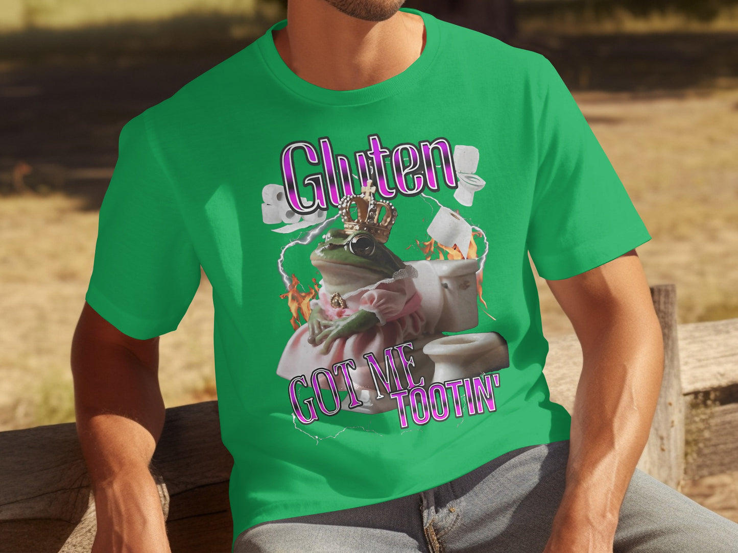 Gluten Got Me Tootin' Funny Humorous Graphic Shirt