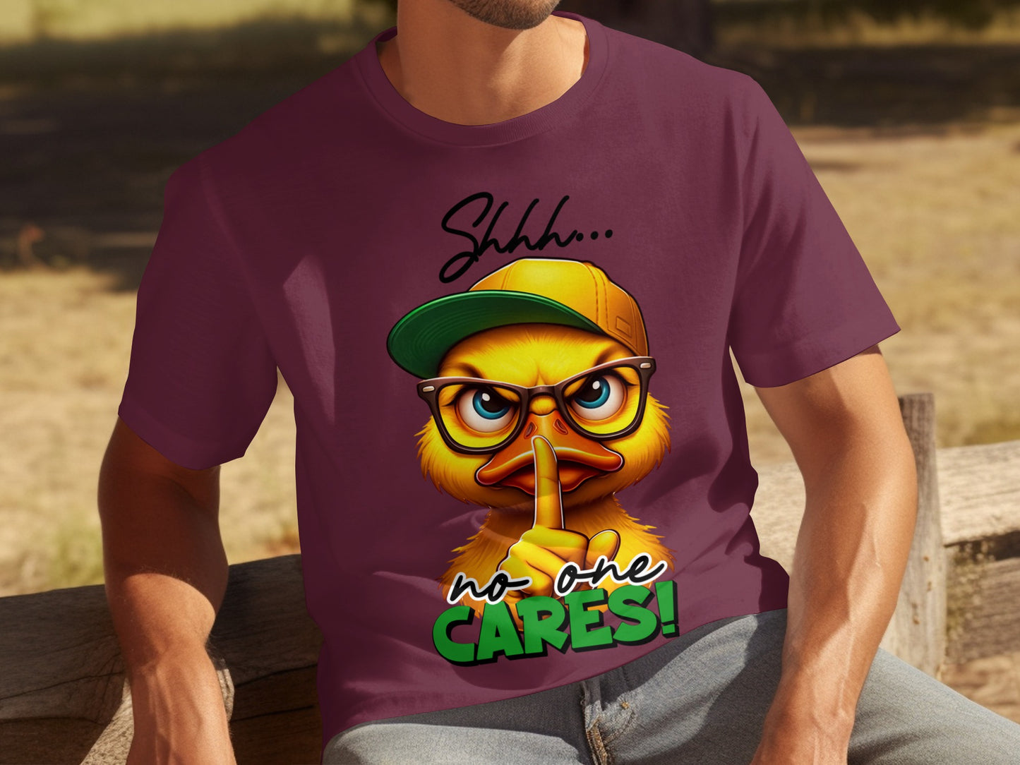 Shhh No One Cares Funny Duck Graphic T-shirt