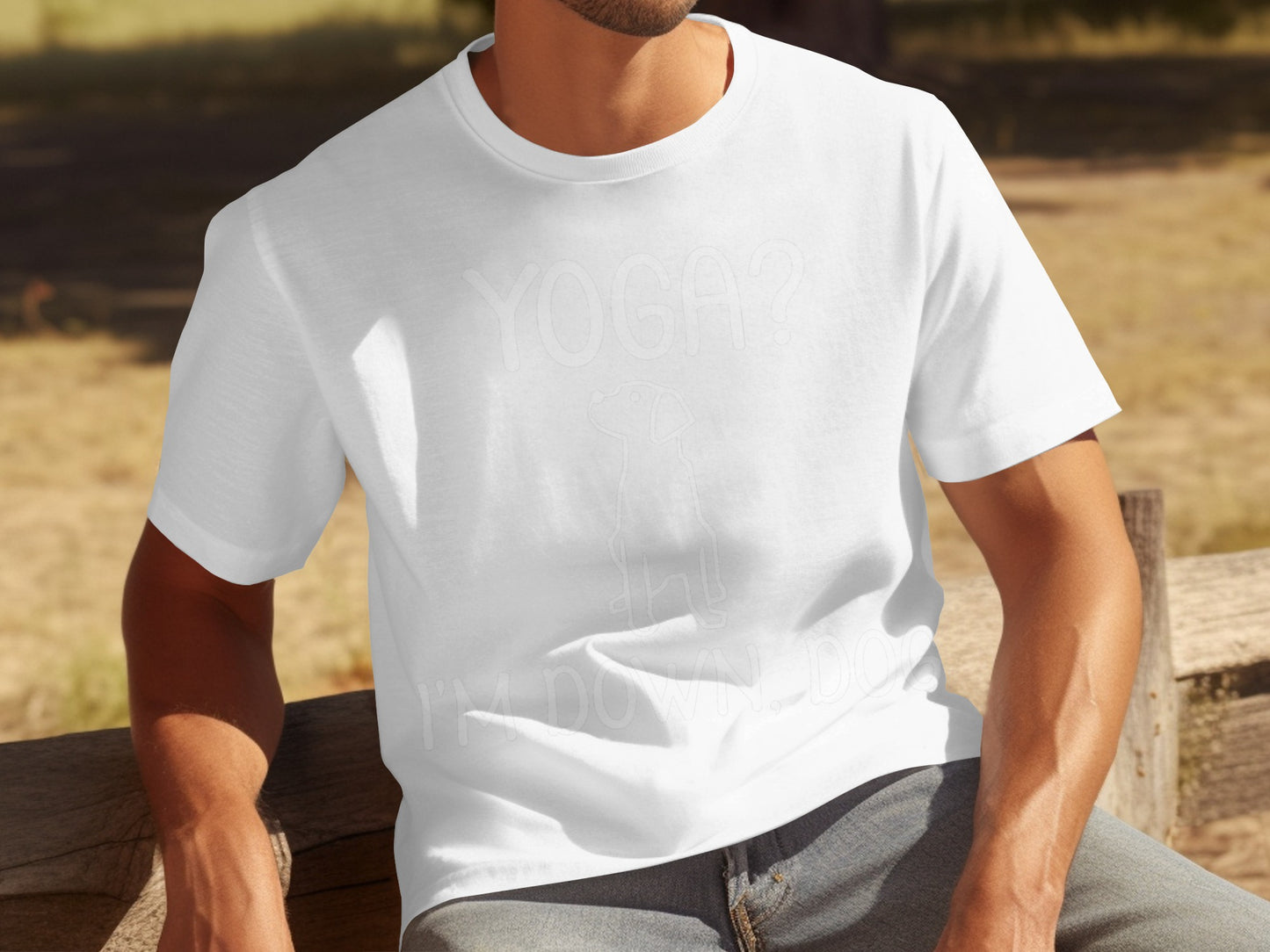 Yoga I'm Down Dog Men's Relaxed Fit White T-Shirt