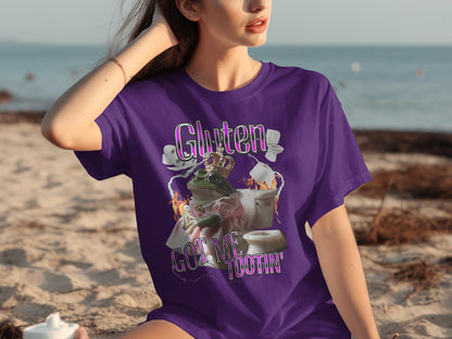 Gluten Got Me Tootin' Funny T-Shirt for Beach Outings