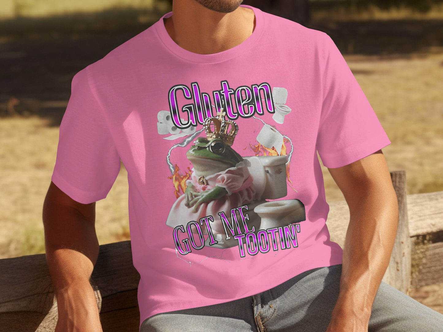 Gluten Got Me Tootin Funny and Colorful T-Shirt