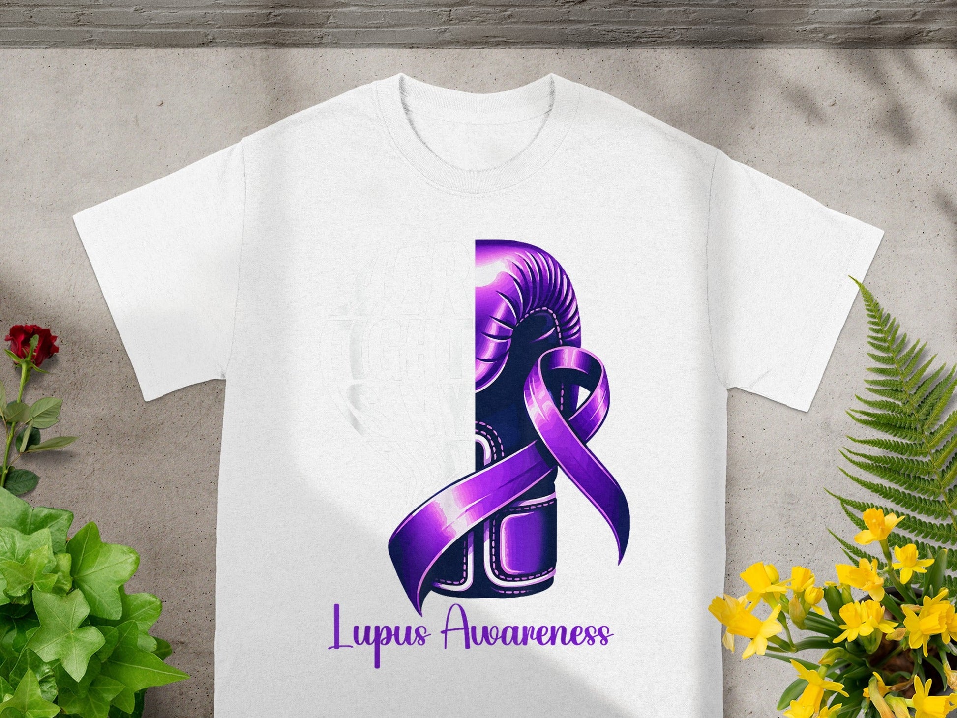 Lupus Awareness Purple Boxing Gloves Design T-Shirt