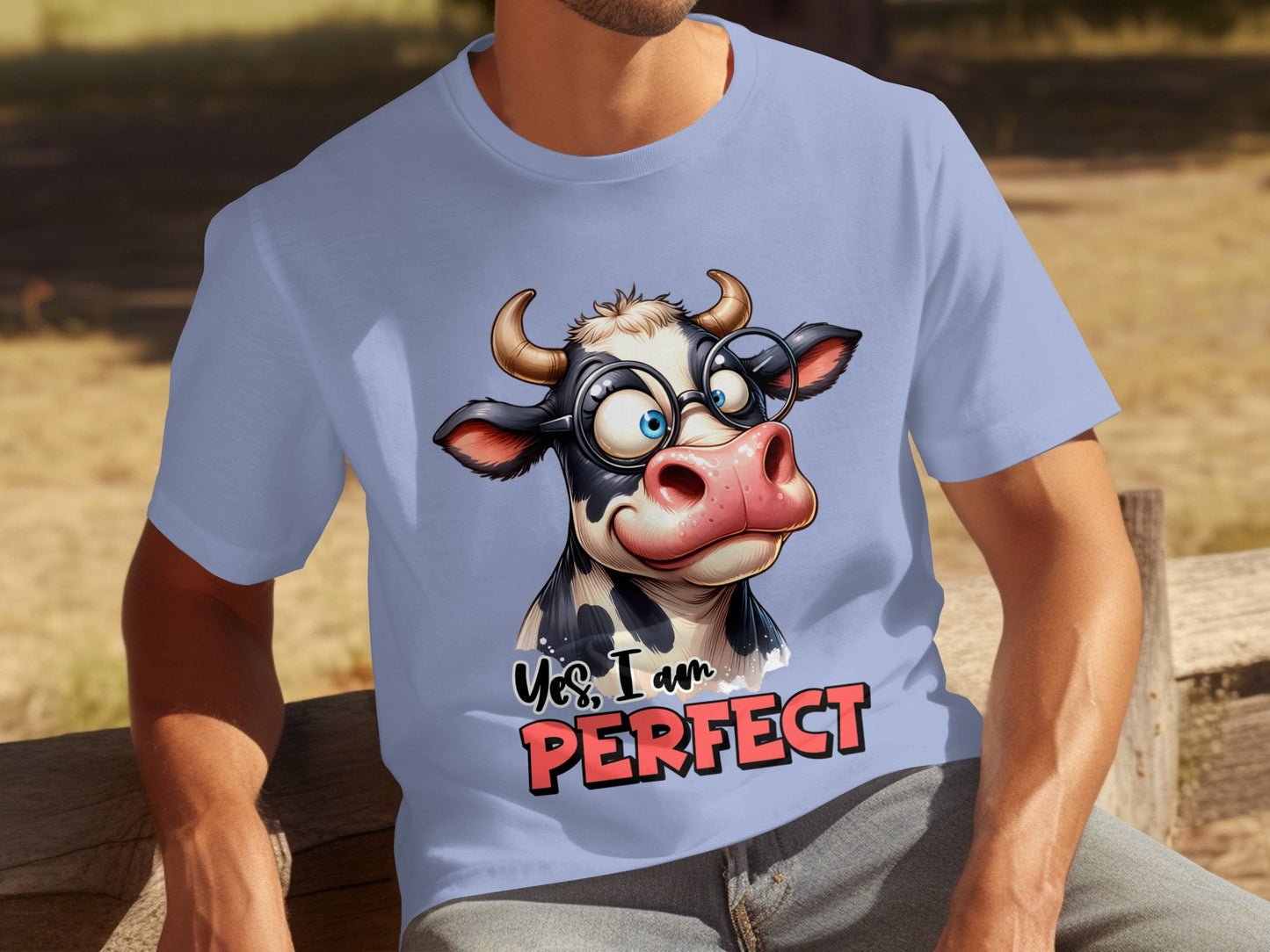 Yes I Am Perfect Funny Cartoon Cow T-Shirt