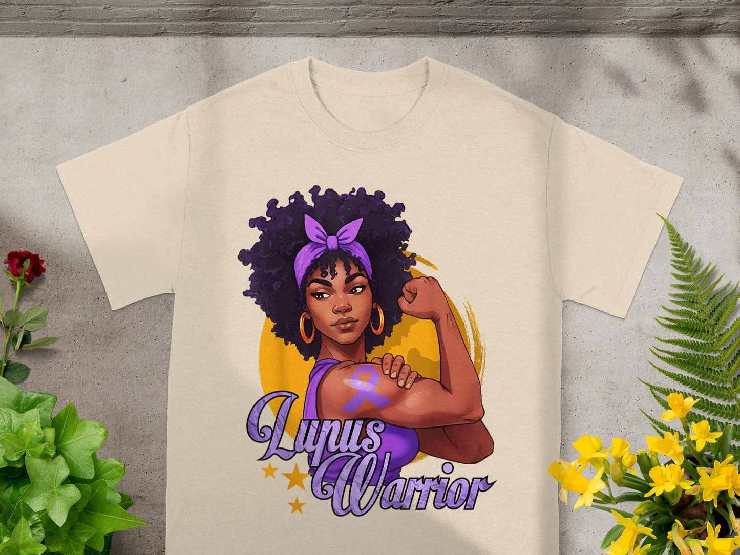 Lupus Warrior Strong Woman with Afro Hair T-shirt