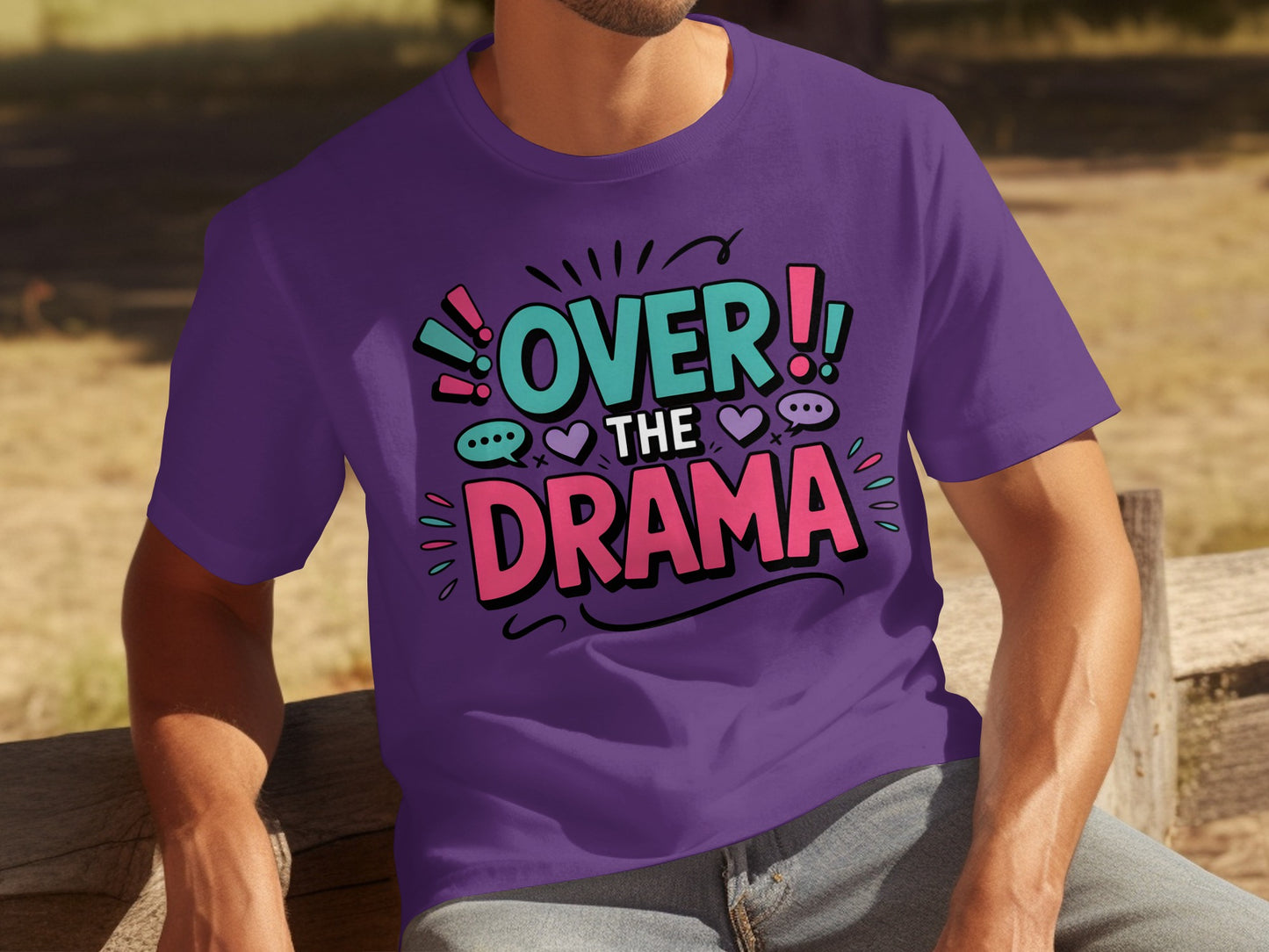 Over The Drama Graphic Purple Tee Shirt