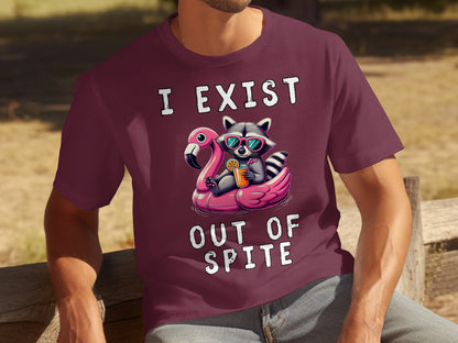 I Exist Out Of Spite Flamingo Raccoon T-Shirt