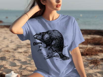 Dam It Beaver Graphic Tee T-Shirt with Fun Design