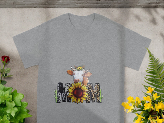 Cute Cow and Sunflower MOM Design Shirt