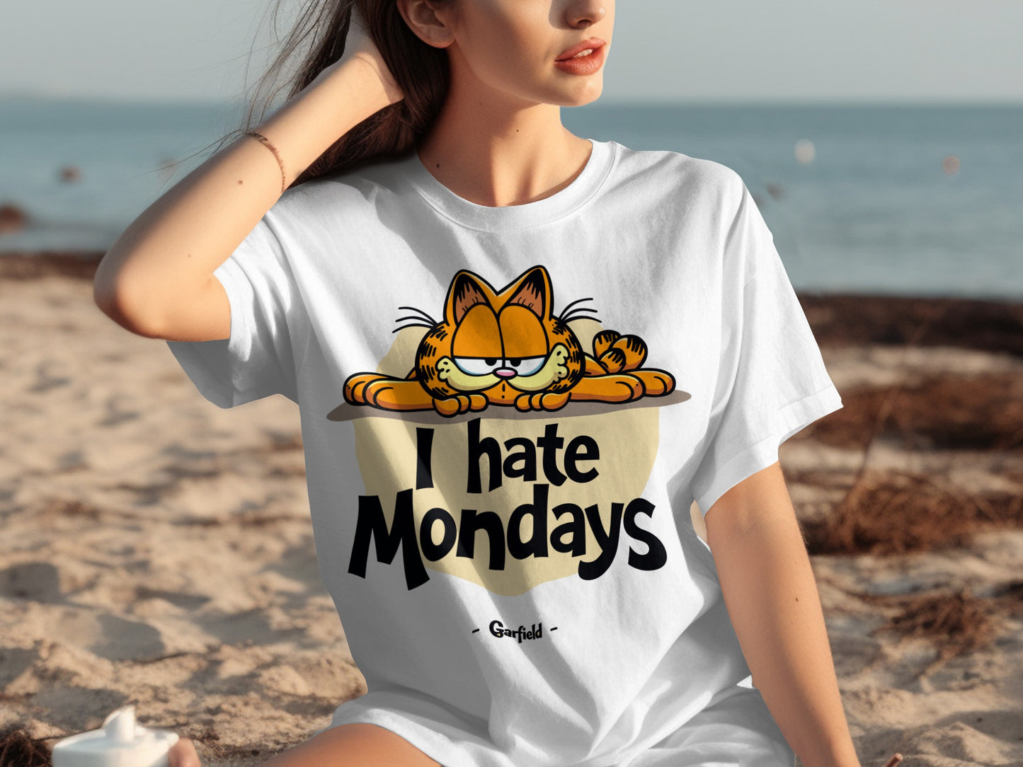 I Hate Mondays Garfield Cartoon Graphic T-Shirt