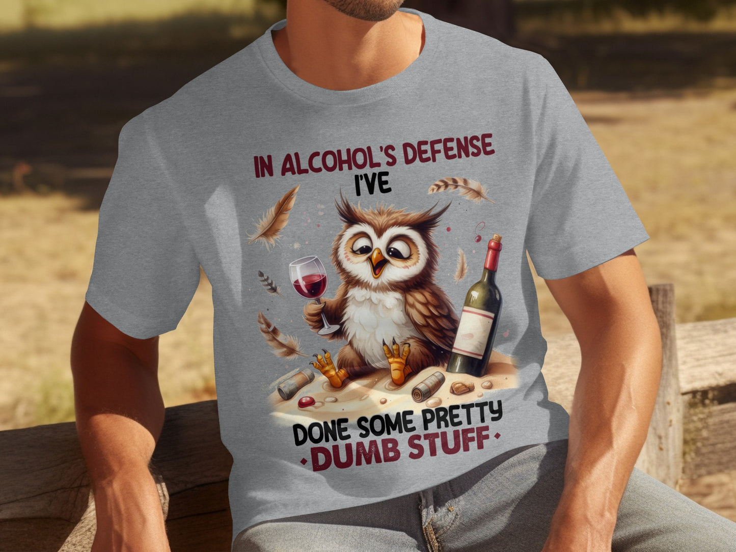 Funny Owl In Alcohol's Defense I've Done Pretty Dumb Stuff Shirt