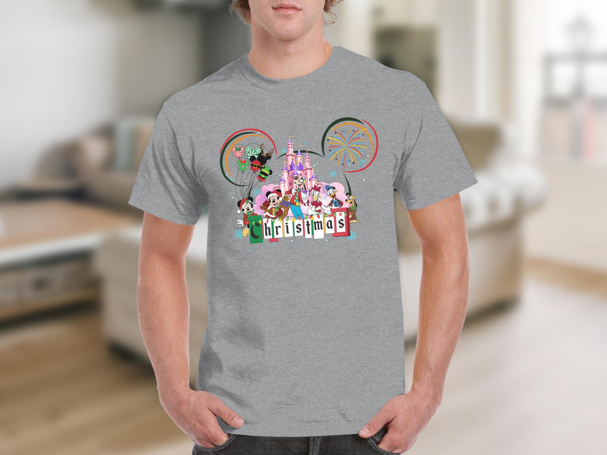 Mickey Mouse Christmas Castle Fireworks T-shirt