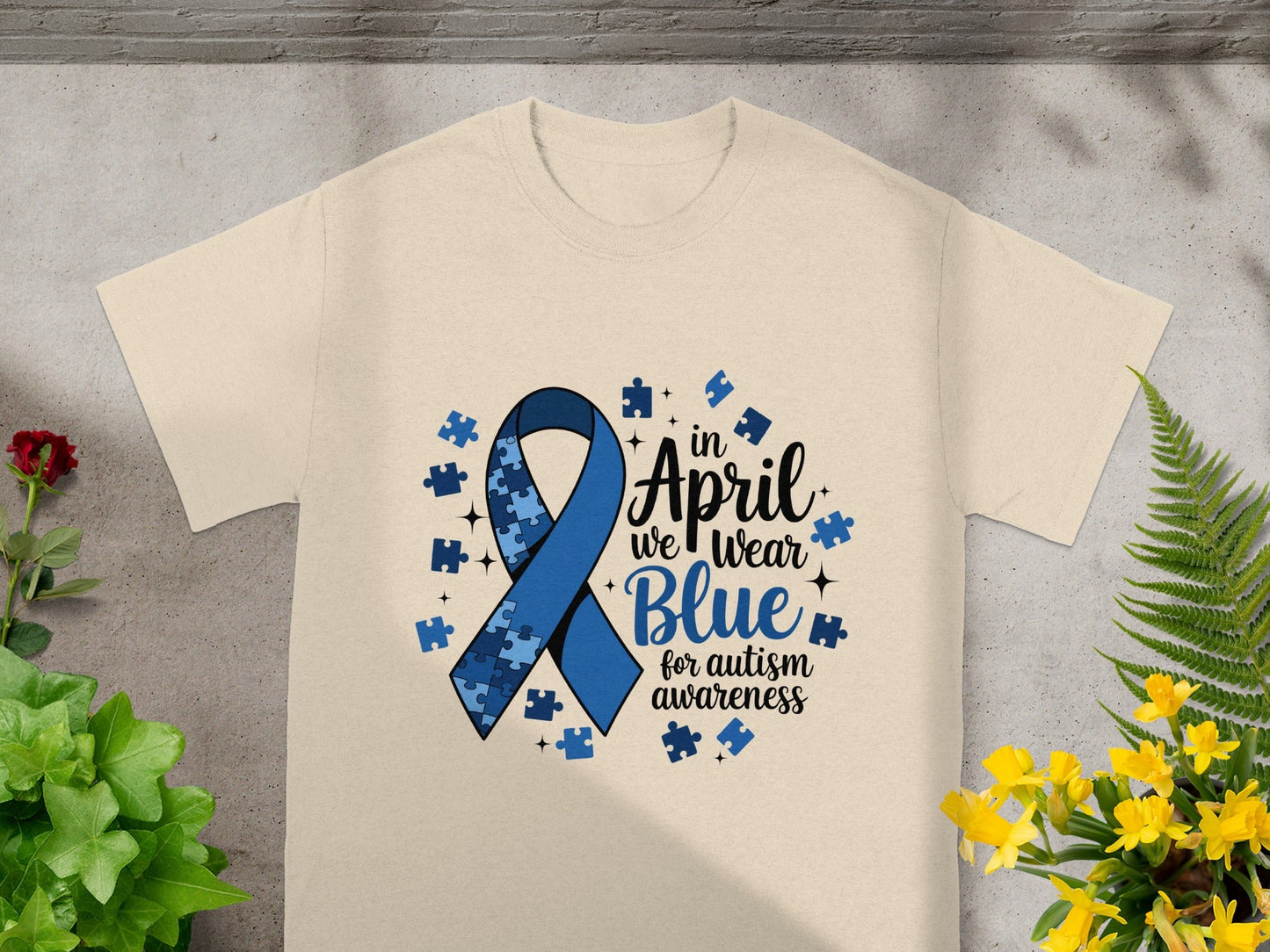In April We Wear Blue for Autism Awareness T-shirt