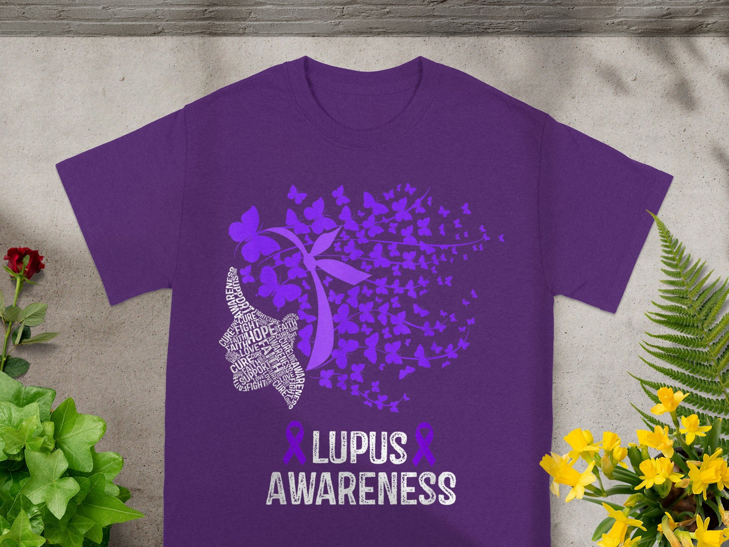 Lupus Awareness Butterfly Design Purple T-shirt