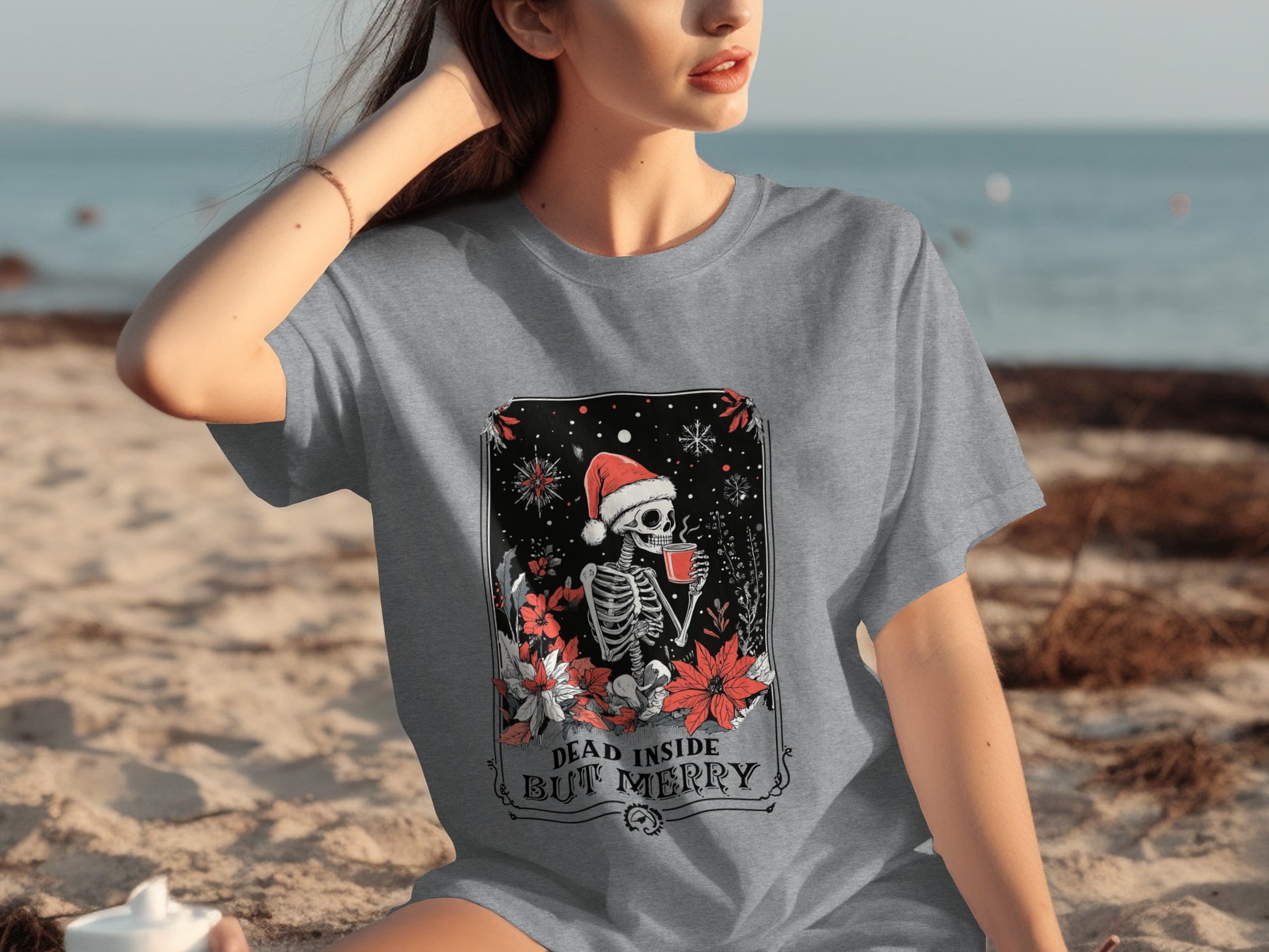 Dead Inside But Merry Skeleton Holiday T-Shirt