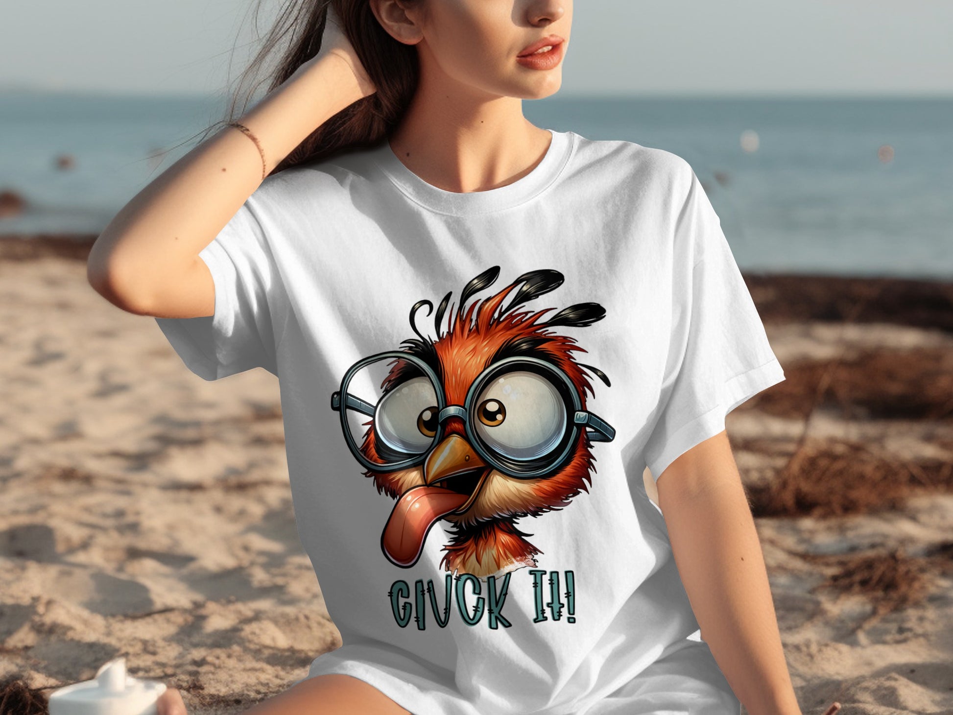 Funny Bird With Glasses and Tongue Out Graphic T-shirt