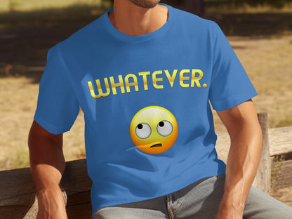 Funny Whatever Emoji Face Design Blue T-shirt