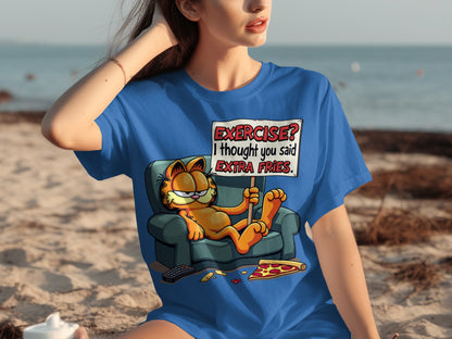 Exercise Thought You Said Extra Fries Garfield Shirt
