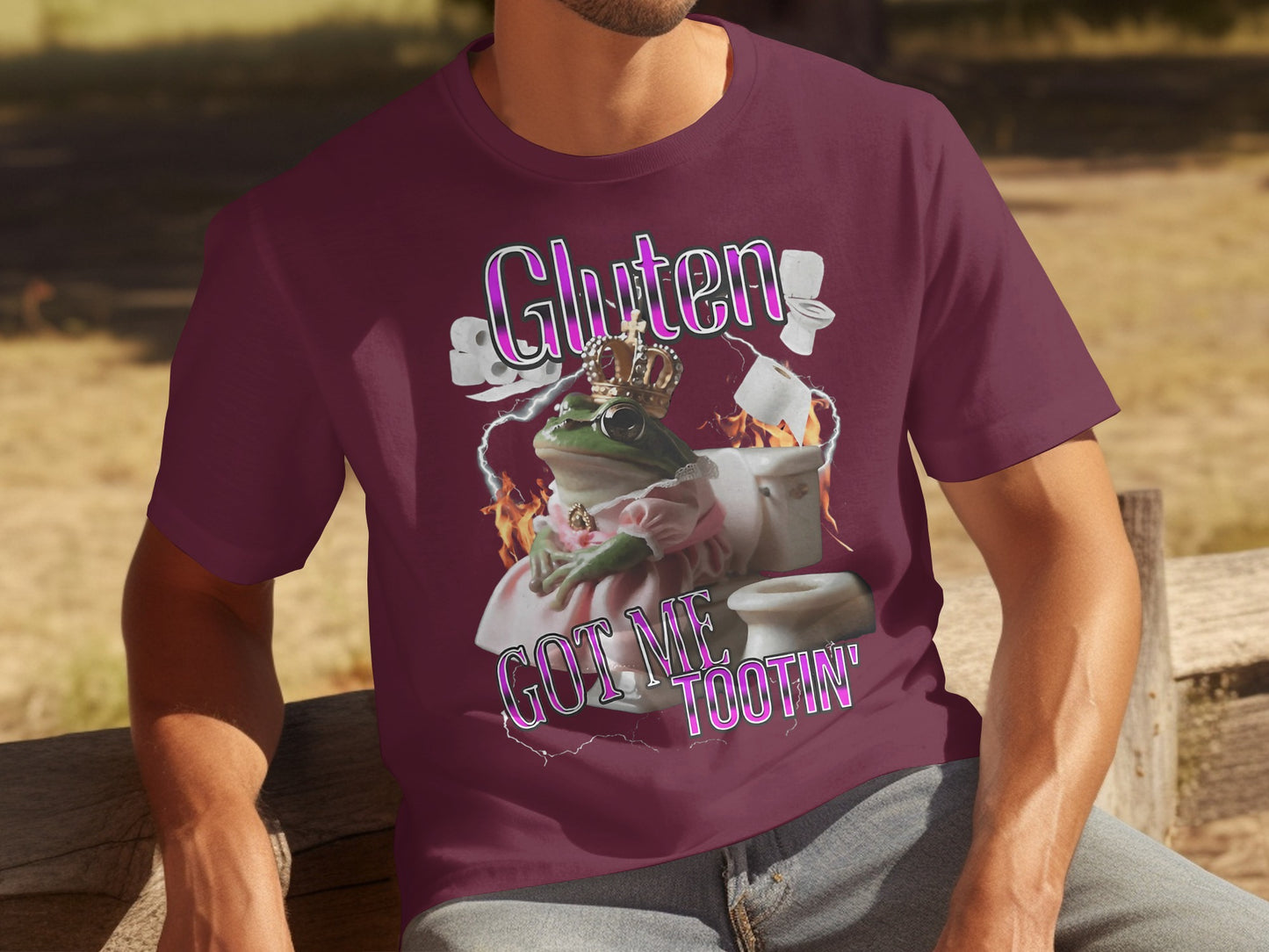 Gluten Got Me Tootin Funny Graphic Shirt Product