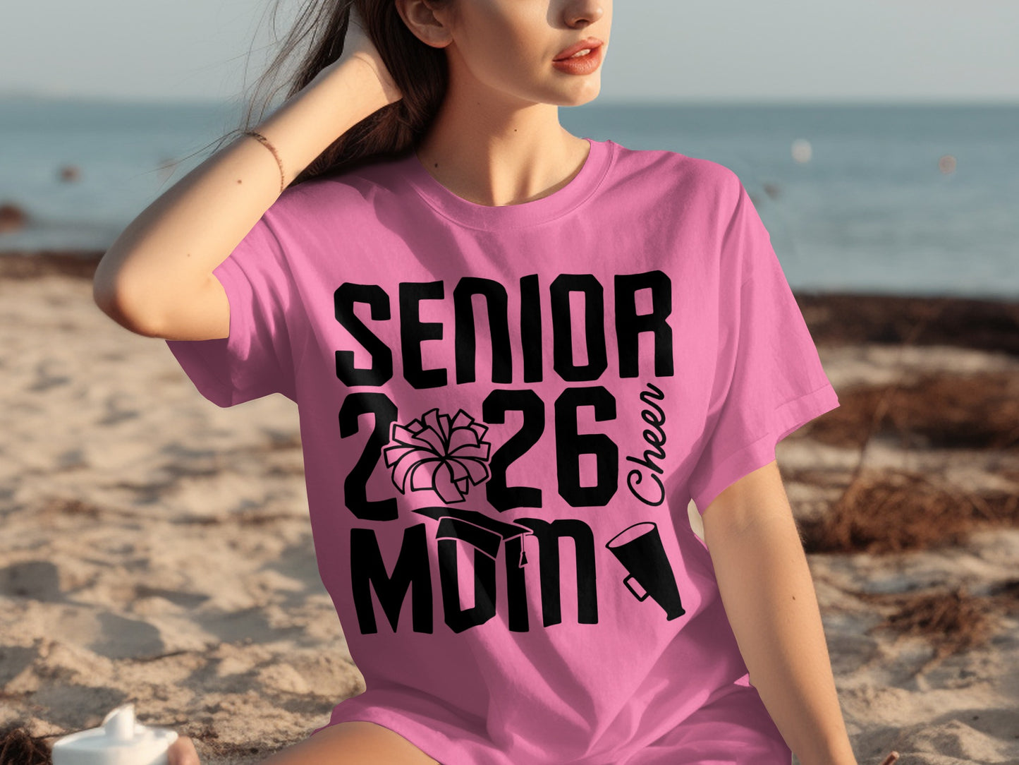 Senior 2026 Mom Cheer Graphic T-shirt for Graduation