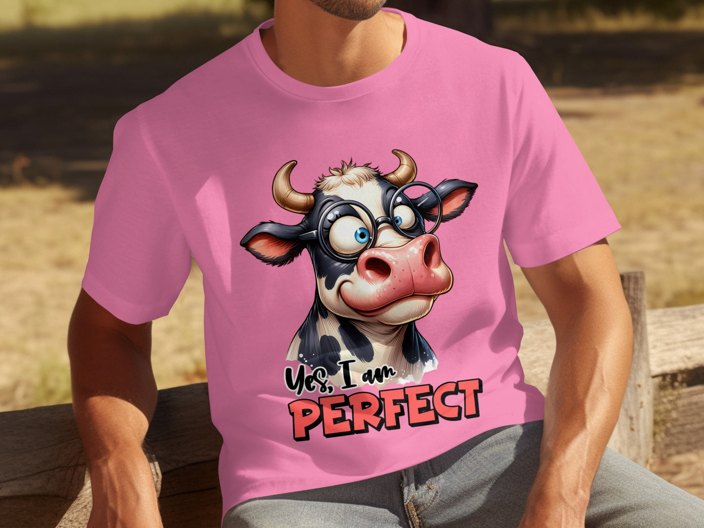 Funny Cartoon Cow Yes I Am Perfect T-shirt