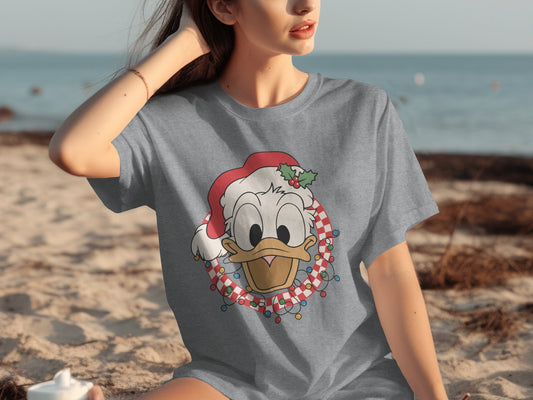 Festive Duck Face in Red Holiday Hat T-Shirt