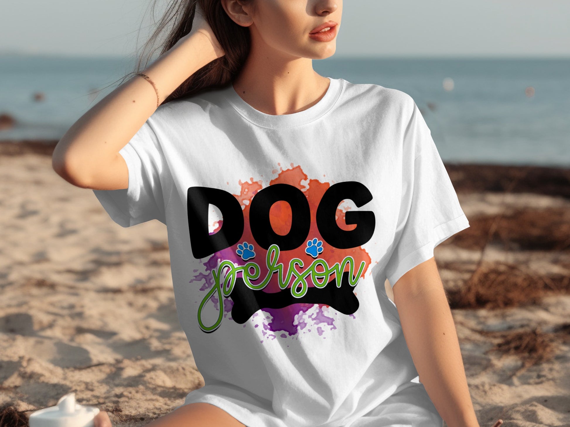 Colorful Dog Person Graphic Design T-Shirt