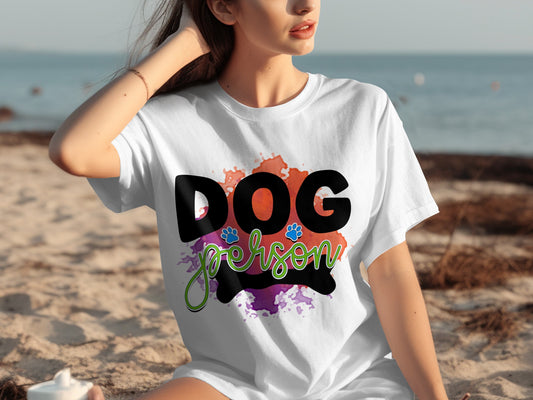 Colorful Dog Person Graphic Design T-Shirt